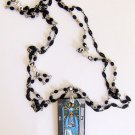Handcrafted Tarot High Priestess Pagan Gothic 24" Black Double Necklace OOAK