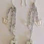 Black & White Butterfly Swirl Sterling Silver Dangle Shepherd Hoop Earrings OOAK