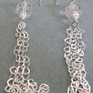 Handcrafted Crystal Sterling Silver Hearts Dangle Shepherd Hoop Earrings OOAK