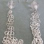 Handcrafted Crystal Sterling Silver Hearts Dangle Shepherd Hoop Earrings OOAK