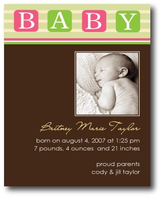 Baby Blocks Invitation/Announcement