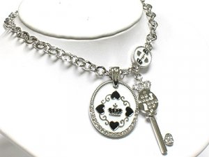 Key & round pendant necklace(R1275WH-29109)