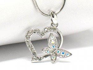 Butterfly heart necklace (R1239CL-12643)