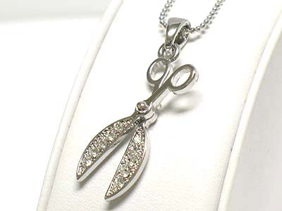 Crystal stud scissor necklace(E1235SL-112446)