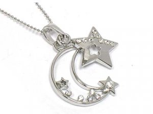Moon and star necklace(R1234SL-11545)