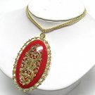 Metal filigree oval pendant (C1245RD-22532)