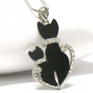 Dual cat pendant necklace (E1261BK-12493)