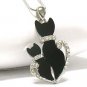Dual cat pendant necklace (E1261BK-12493)