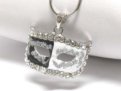 Stud dual color mask necklace(E125BK-1218126)