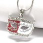 Stud dual color mask necklace(E125RD-1218127)