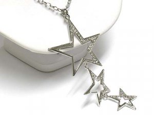 Triple star drop necklace(A1297SL-12932)