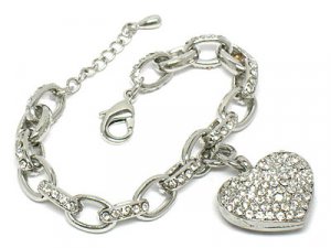 Crystal heart link bracelet(U1173CL-102539)