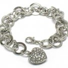 Puffy heart charm dangle bracelet(A1137SL-12903)