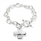 Chain link cross toggle bracelet( b1008sil_73)