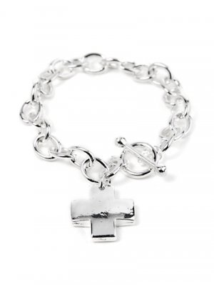 Chain link cross toggle bracelet( b1008sil_73)