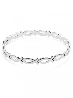 Christian fish link bangle bracelet(b21900ats_28HD)