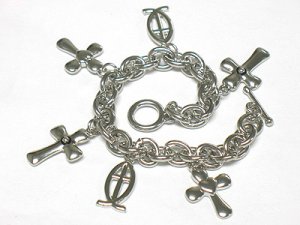 Crystal multi cross charm bracelet(J1133SL-32511)