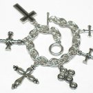 Multi cross charm bracelet(J1137SL-32513)