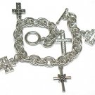 Crystal cross toggle charm bracelet(J1153SL-32515)
