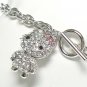 Crystal nodding cat charm toggle bracelet(R1149SL-32526)