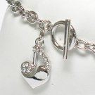 Music note theme heart charm bracelet(R1135SL-32395)