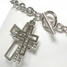 Multi cross charm toggle bracelet(R1149SL-32392)