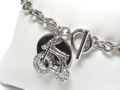 Double layer crystal bike charm( R1141SL-323109)
