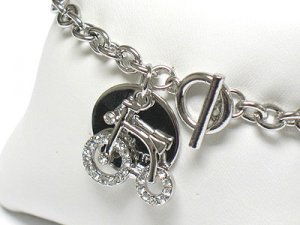 Double layer crystal bike charm( R1141SL-323109)