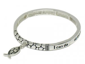Christian fish charm stretch bracelet(A1135SL-21883)