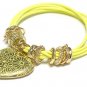 Filigree heart charm bracelet(D11141YL-2539)