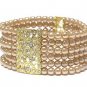 Crystal deco multi row pearl beads bracelet(L11153GR-12914)