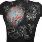 Rhinestone ANKH/PEACE/CROSS Tee Shirt (KDC5011SS)