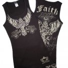 Cross with faith rhinestone tank top