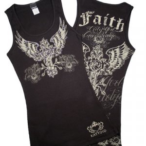 Cross with faith rhinestone tank top