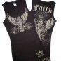 Cross with faith rhinestone tank top