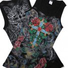 Rhinestone CROSS/ROSES TANK TOPS