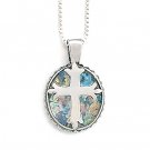 Round Ancient Roman Glass Cross Necklace(5471)