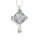 Round Ancient Roman Glass with Cross Necklace(5475)