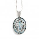 Oval Ancient Roman Glass Cut Out Cross Necklace(5472)