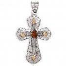 14 Karat Gold Plate Cross with Baltic Amber(5716)