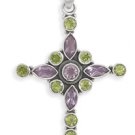 Amethyst and Peridot Cross Pendant(7692)