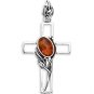 Oxidized Cross Pendant with Oval Amber(72201)
