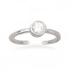 Rhodium Plated Round CZ Toe Ring(9608)
