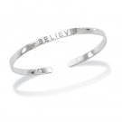 4mm Rhodium Plated "BELIEVE" Cuff(22807)