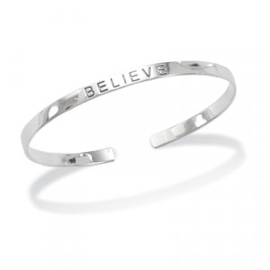4mm Rhodium Plated "BELIEVE" Cuff(22807)