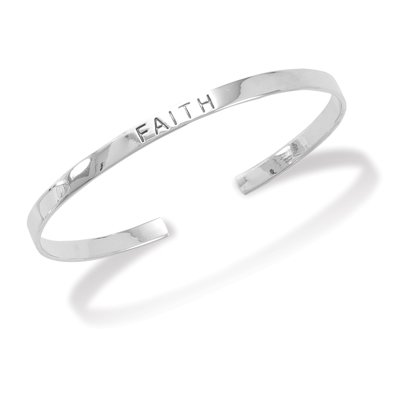 4mm Rhodium Plated "FAITH" Cuff(22806)