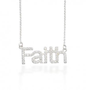 18" Necklace with CZ "Faith"(33009)
