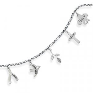 Rhodium Plated Inspirational CZ Charm Bracelet(22958)
