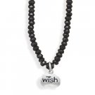 Black Spinel Bead Necklace with "wish" Charm(33228)