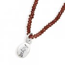 Garnet Bead Necklace with "hope" Charm(33229)